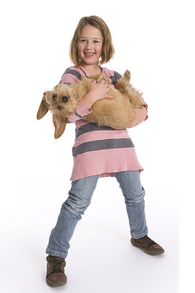 Girl with pet dog