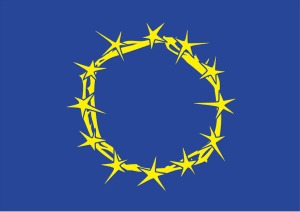 EU flag as barbed wire