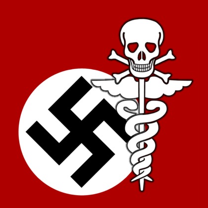 Swastika and Caduceus with Death Head