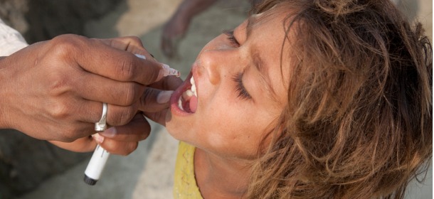 Indian Child Getting Oral Polio Vaccine